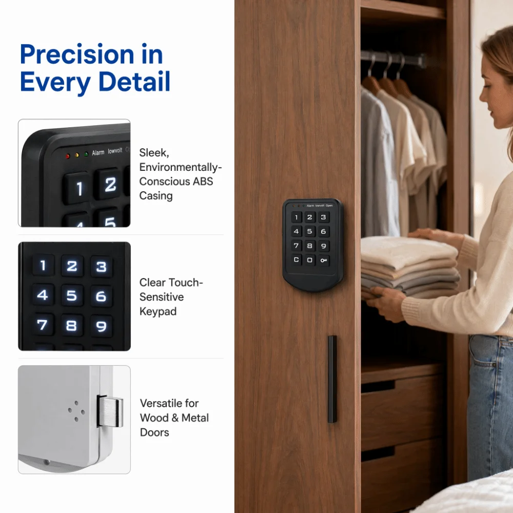 Keyless Digital Button Lock Low Power Battery Operated Electric Lock Multi-function Touch Keypad Password Lock Home Security