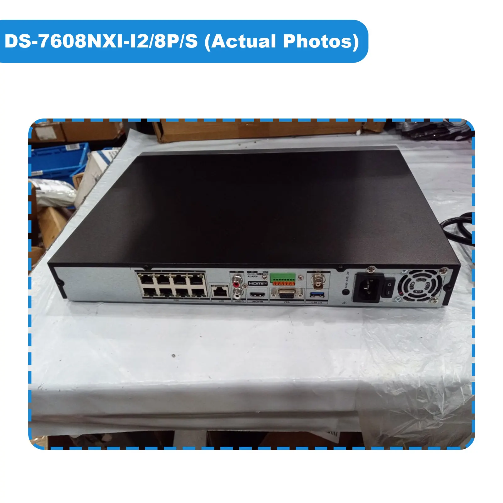 Hikvision 4K POE NVR 8CH DS-7608NXI-I2/8P/S AcuSense Used Open-Box Network Video Recorder with Facial Recognition