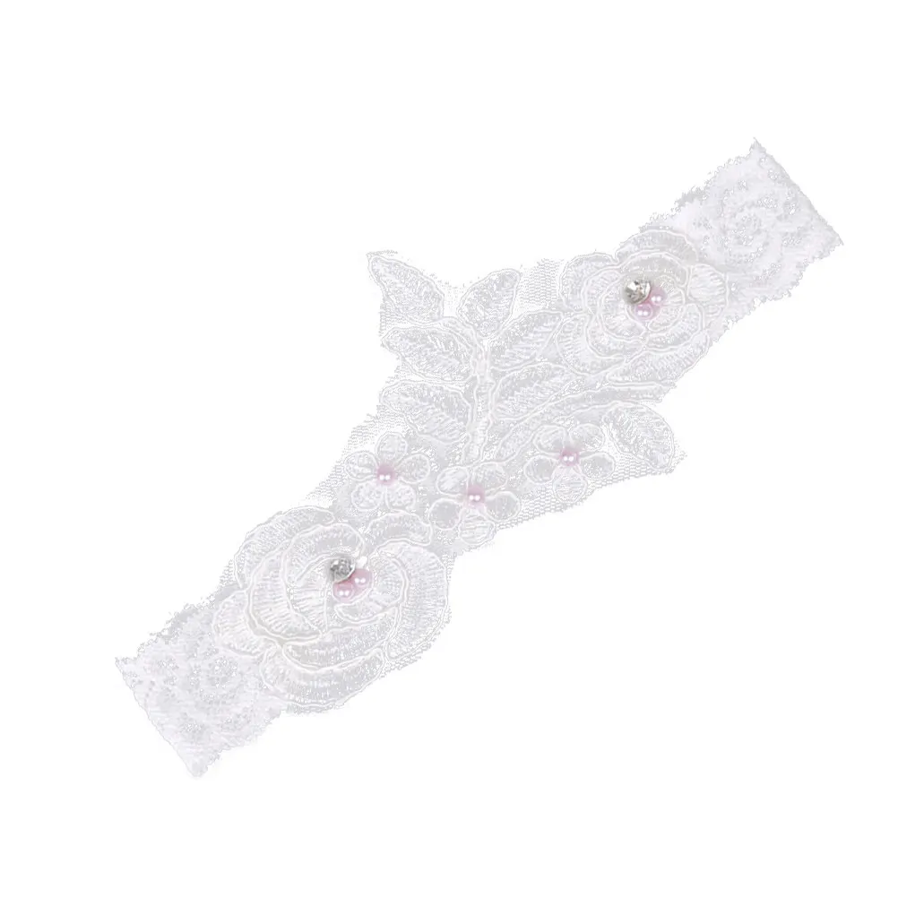 One Size Lace Garter Belt Pearl Rhinestone Bridal Wedding Bride Thigh Decor Adjustable Floral Ornaments White Wedding Bride