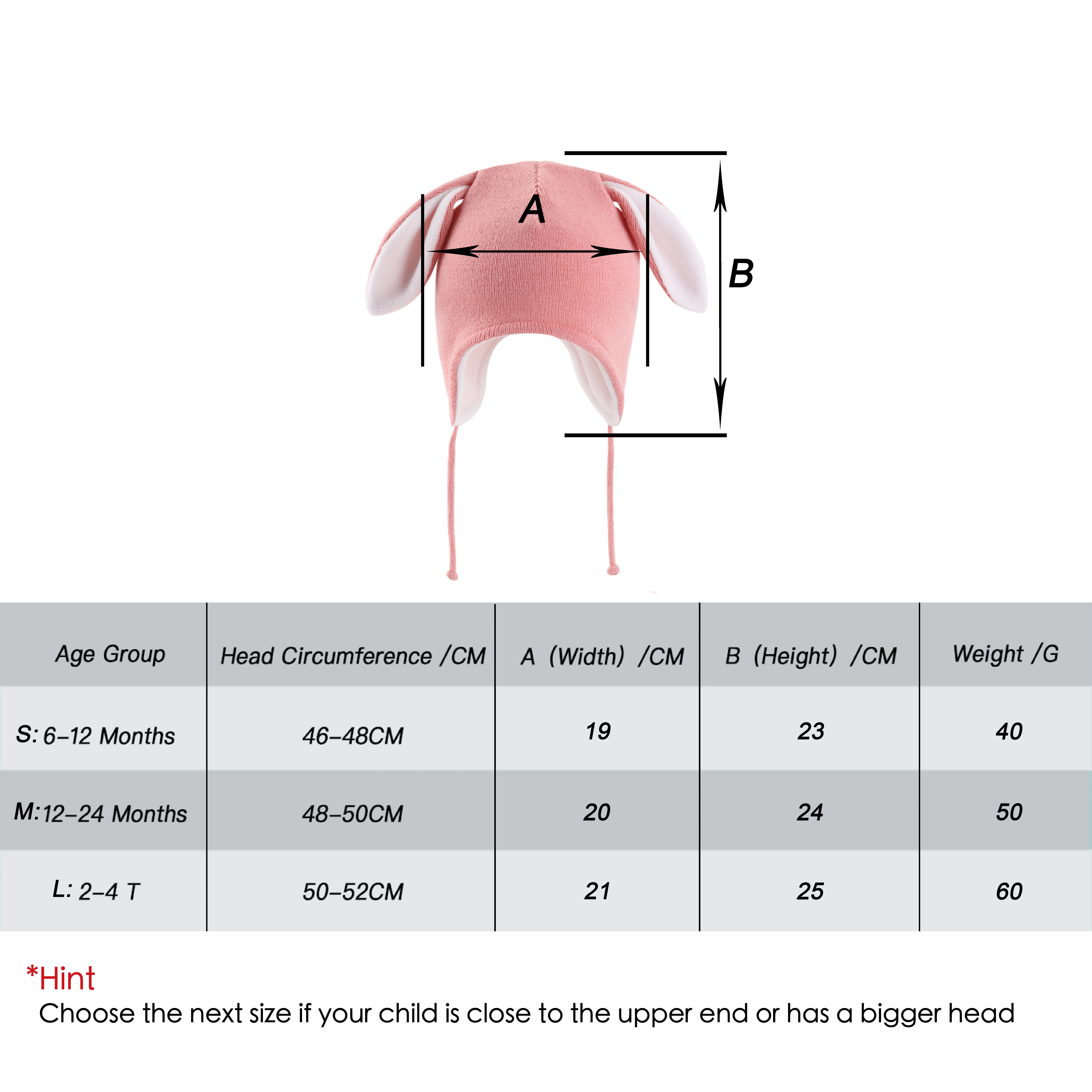 Gorro de invierno para bebé con orejeras, gorro con orejas de conejo para niños y niñas, gorro de punto con forro polar cálido para niños