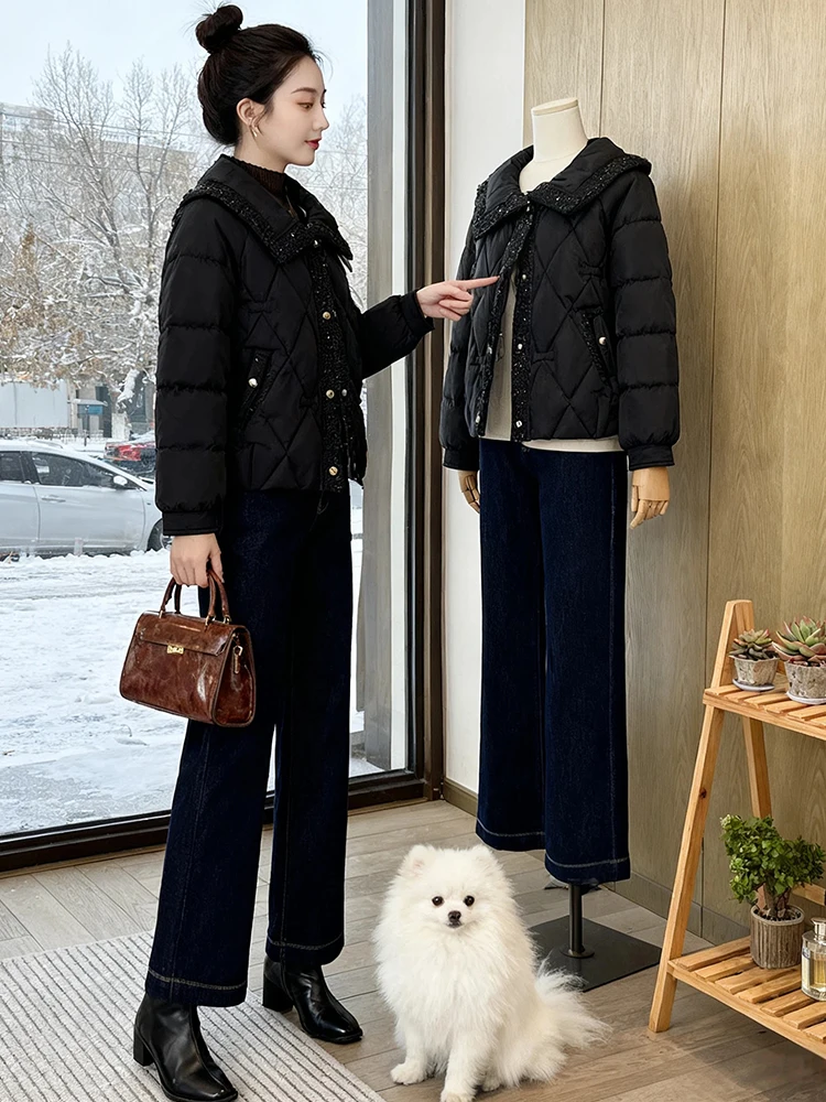 

Корейская женская зимняя куртка на флисовой подкладке, утепленная, для повседневной носки, модная верхняя одежда, свободный крой, с длинными рукавами