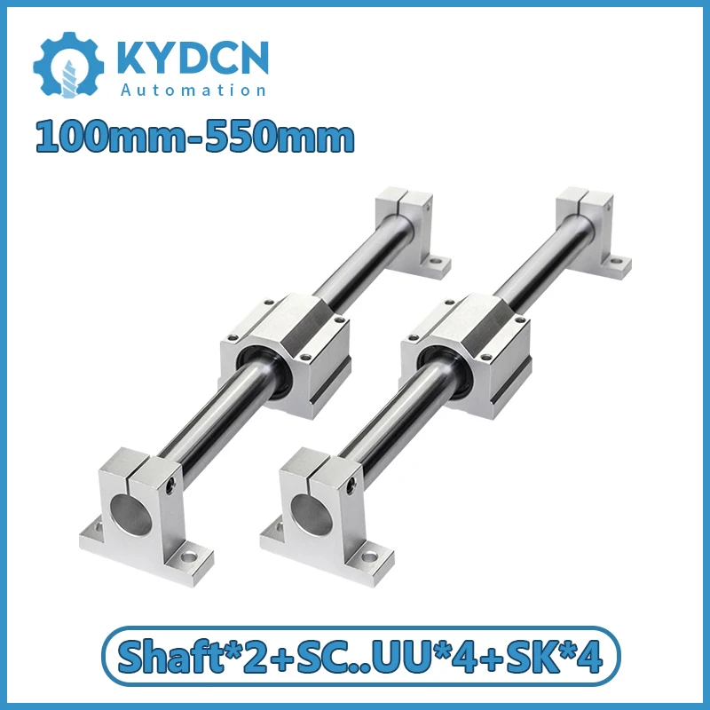 

Shaft Motion System OD 16mm Linear Shaft Rod + SCS16UU Linear Bearing Housing + SK16 Shaft Support 100mm-550mm for CNC Machine