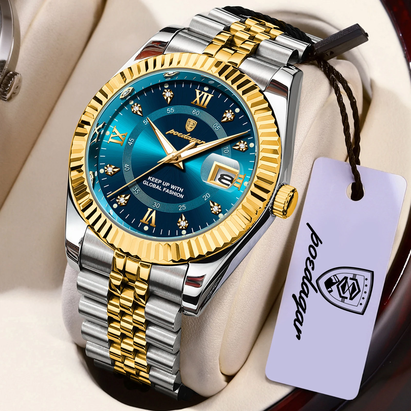POEDAGAR Business Quartz Men Wristwatch Elegant Waterproof Luminous Date Man Watch Stainless Steel Fashion Men's Watches Relógio