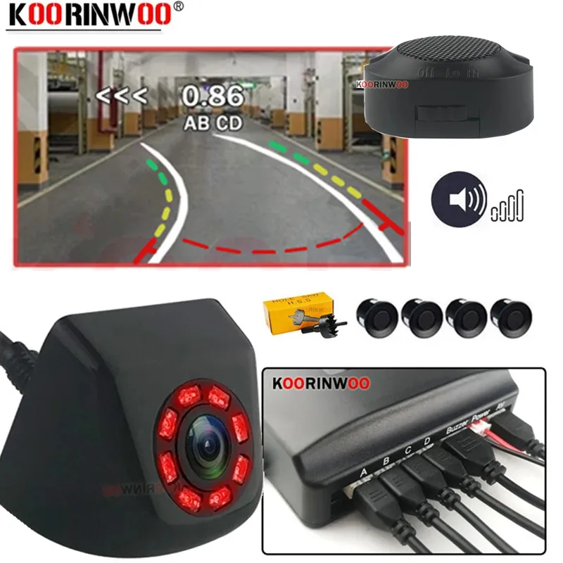 

Датчики парковки, 4 видеосистемы, регулируемый динамик, задний радар, автомобильный парктроник, детектор, датчик 12 В для Android, навигационная камера