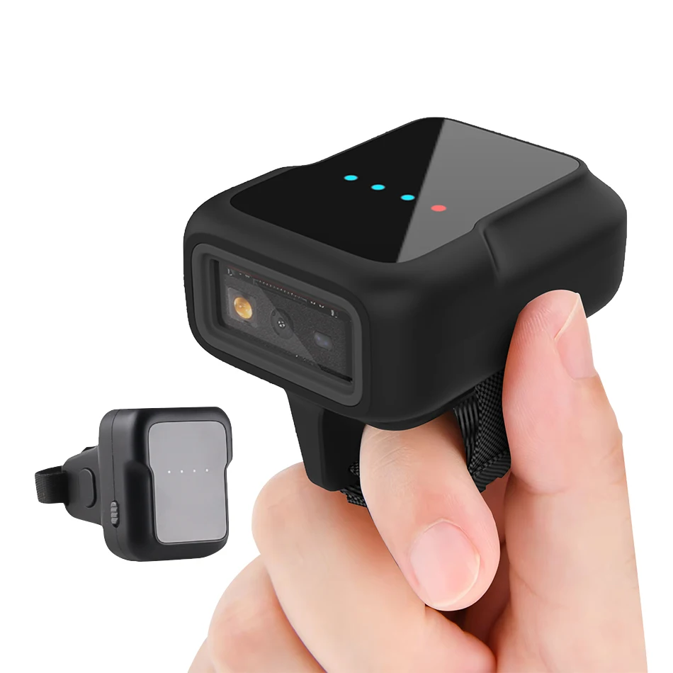 1D+2D Wearable Ring Barcode Scanner Mini Finger 360° Rotation 3-in-1 USB & 2.4G Wireless & Bluetooth QR Image Bar Code Reader