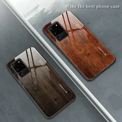 Wooden Grain Case for Samsung Galaxy S25 S24 S23 S22 S21 S20 Ultra Plus Note Lite Tempered Glass Shell Mobile Phone Case Cover