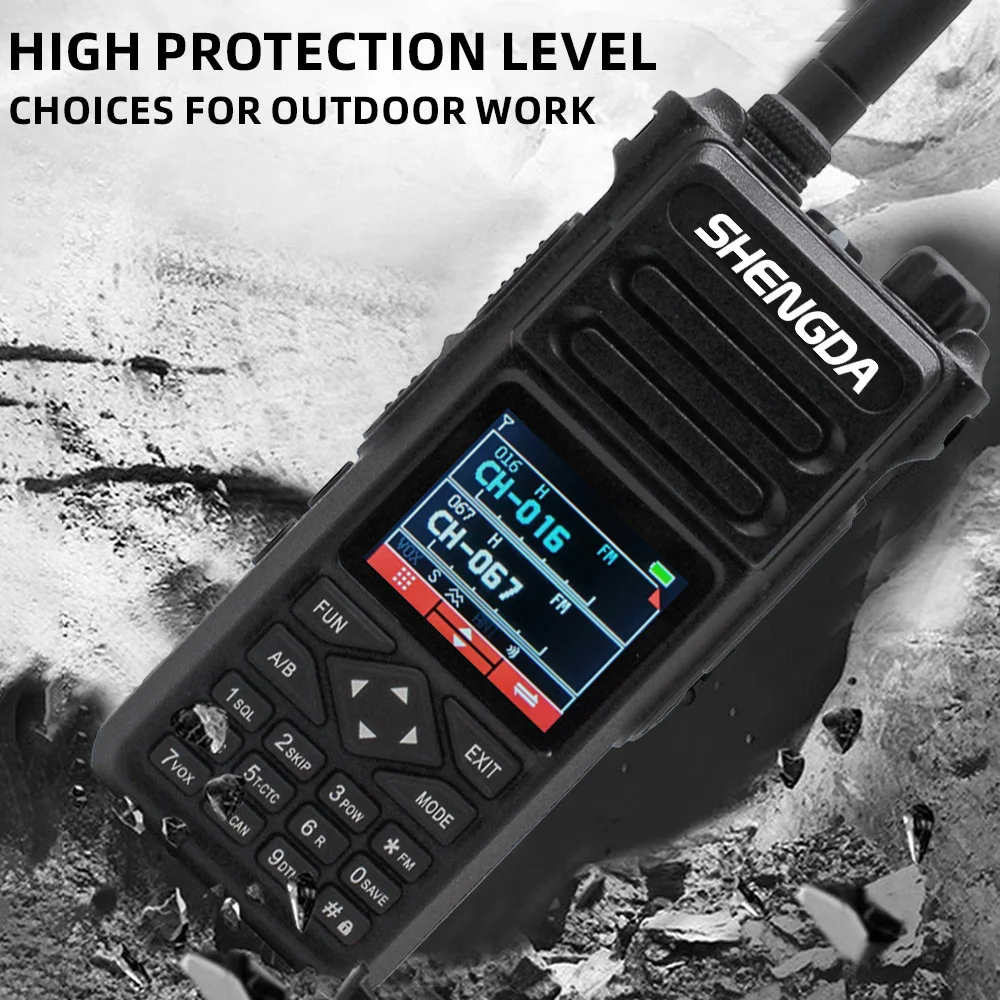 SD-990 لاسلكي تخاطب عالي الطاقة إخراج متعدد القنوات الاتصالات الغبار للصدمات نوع C شحن U/V الفرقة شاشة الكريستال السائل