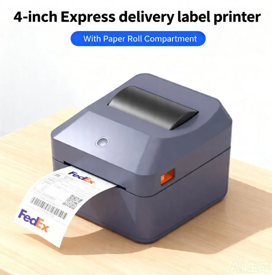 4x6 Shipping Label Printer with Paper Roll Compartment USPS/FedEx/UPS Barcode Label 4 Inch Express Label Thermal Printer