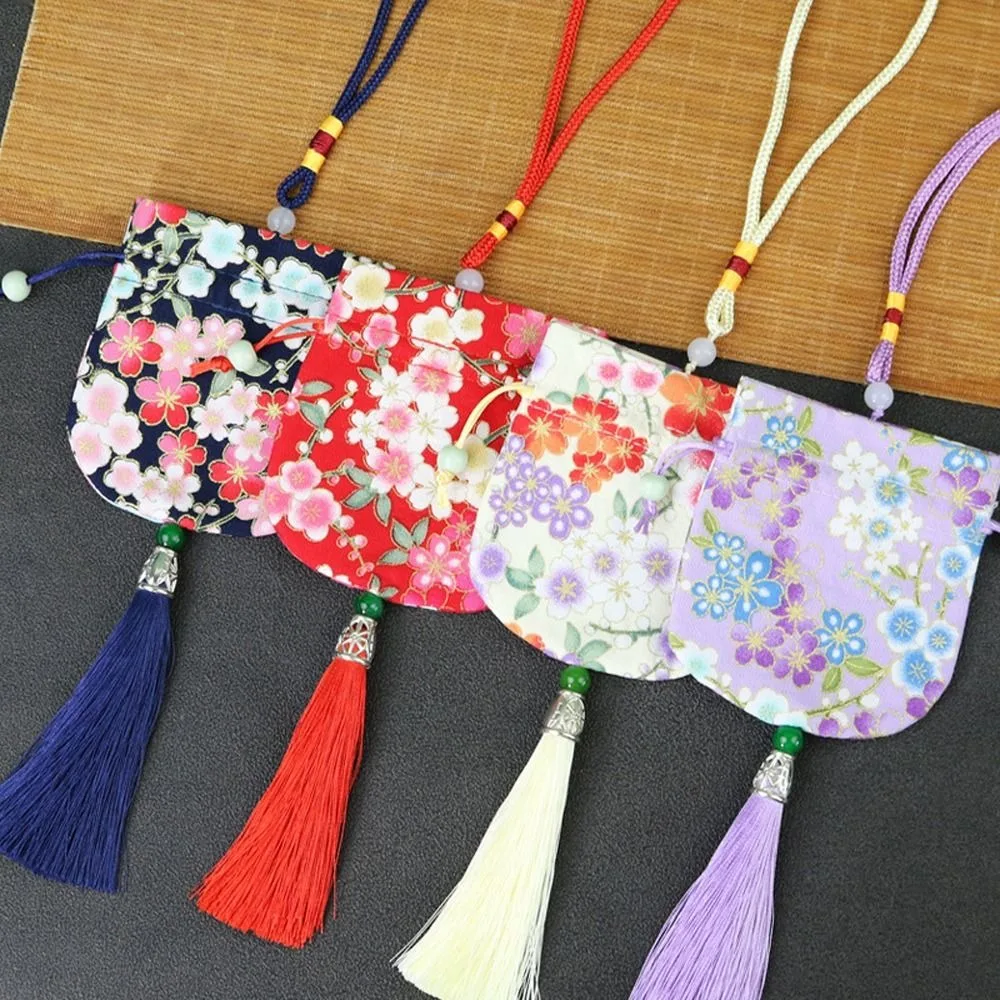 

Decoration Tassel Flower Pattern Drawstring Necklaces Case Women Jewelry Bag Chinese Style Storage Bag Purse Pouch Empty Sachet