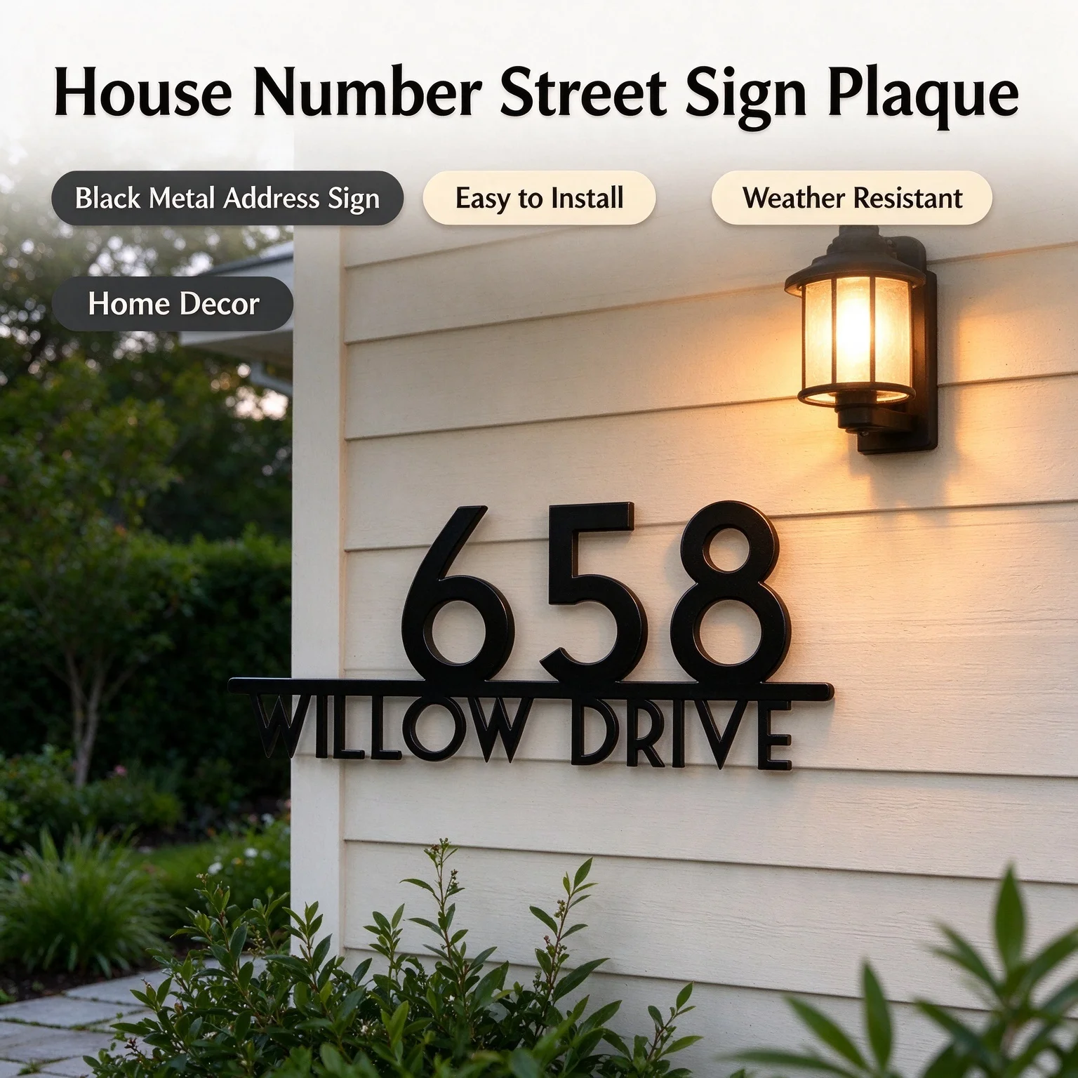 Customizable Metal House Number Sign Personalized Address Plaque Modern ...