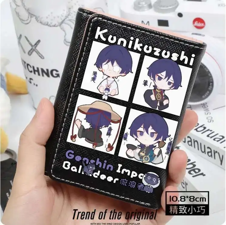 أنيمي جينشين تأثير الهيام الأزياء المحفظة بو محفظة بطاقة عملة غلق بمشبك حقيبة المال تأثيري هدية B211 أنيمي
