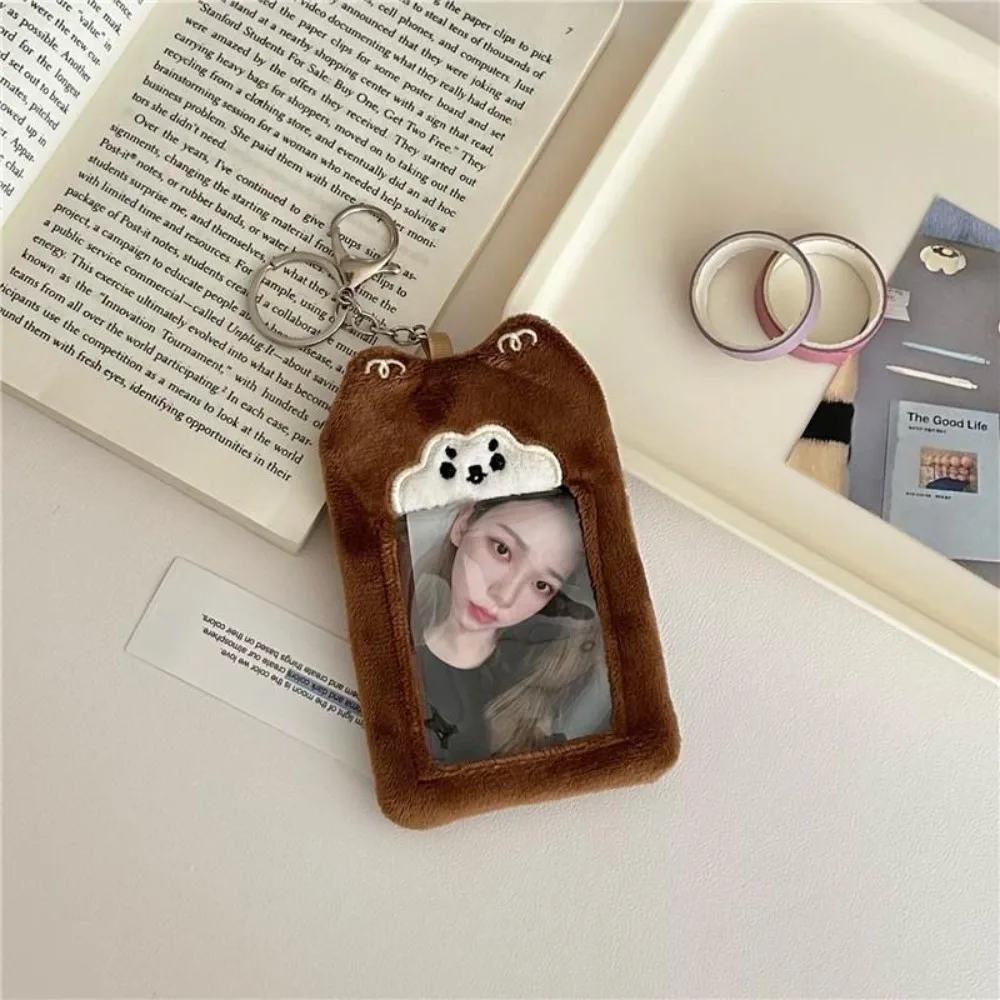 

New Kawaii Card Protector Cat Rabbit Plush Photocard Holder Stationery Kpop Idol Photo Holder Girl