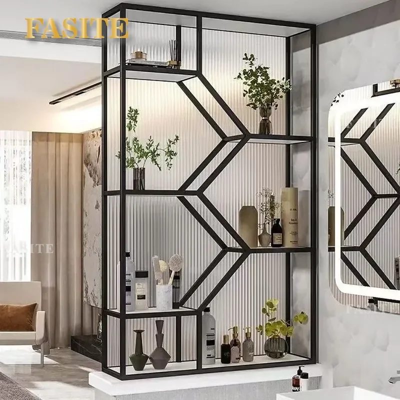 For Bathroom Half Wall Partition Low Screen Living Room Shoe Cabinet Changhong Glass Stainless Steel Wrought Iron Light