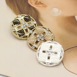 DOTOLLE 6Pcs 15/20mm Cute Round Gold Metal Rhinstones Buttons for Garment Women Coat Jacket Blazer DIY Crafts Sewing Accessories