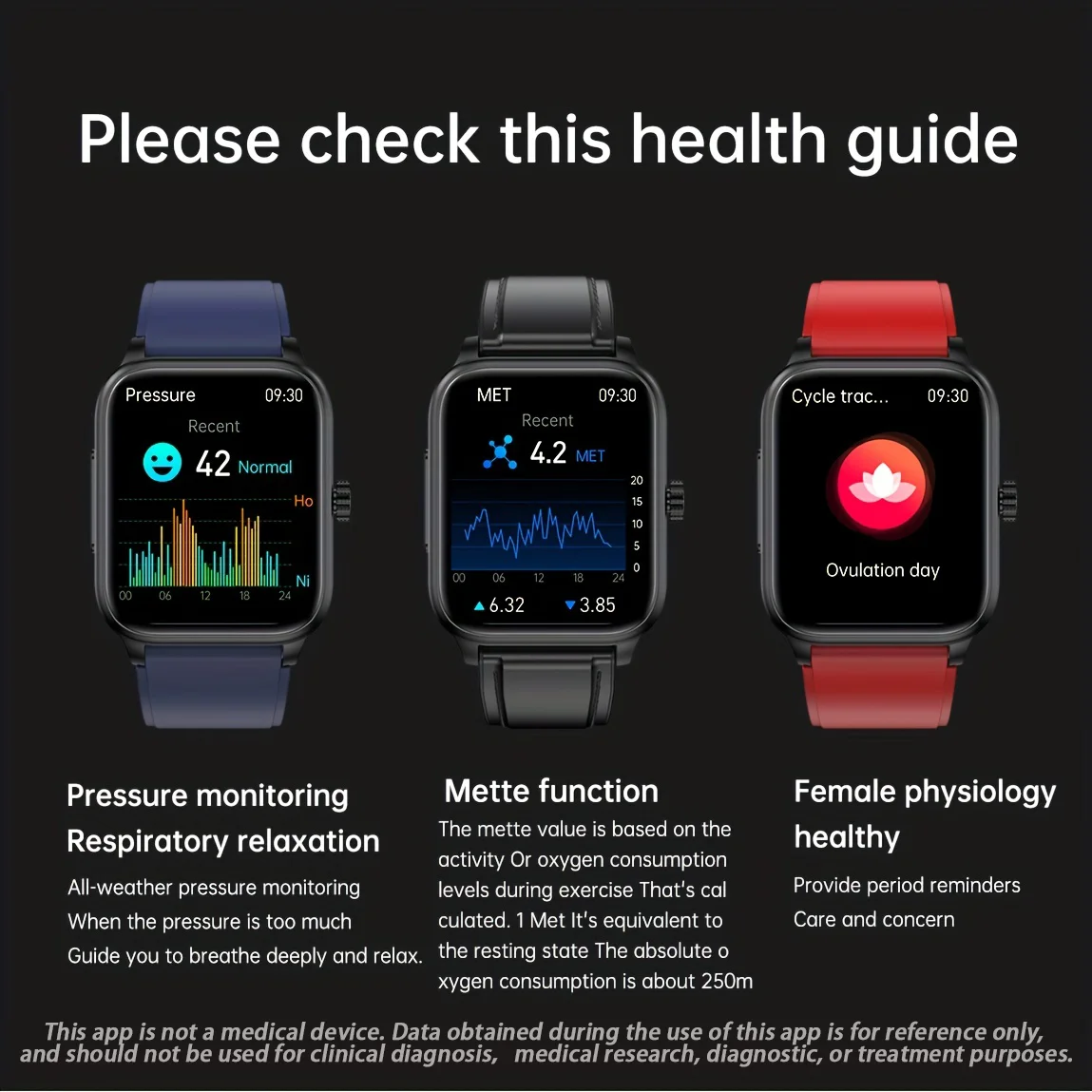 ECG Smart Watch with Body Temp/ Sleep Monitor, Answer/Make/Reject Calls, Waterproof Sport 1.85'' Fitness Tracker with 100+Sports