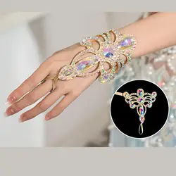 Women Belly Dance Bracelet Sparkling Wristband Boho Shining Rhinestone Bracelet Wristlet for Bridesmaid Stage Performance Party