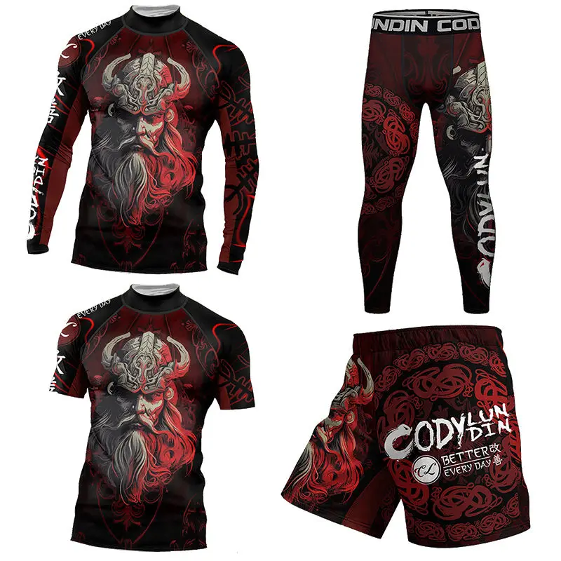 Mma Adult Men Rash Guard No Gi Jiu Jitsu T-shirt+Shorts Sets Bjj Rashguard Manufacturer BJJ Grappling Boxing Jerseys Sportsuit