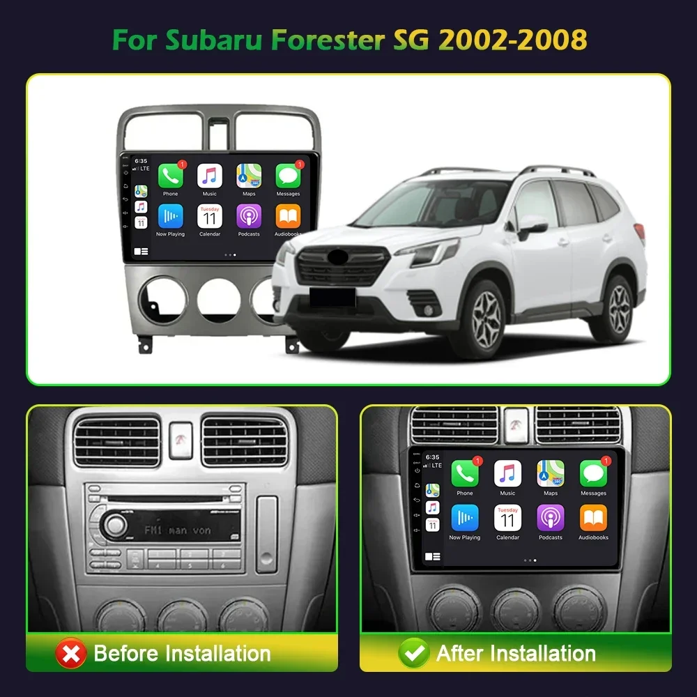 Android 14 For Subaru Forester SG 2002-2008 Car Radio Multimedia Navigation 4G GPS Wireless Carplay Stereo Screen GPS 2DIN