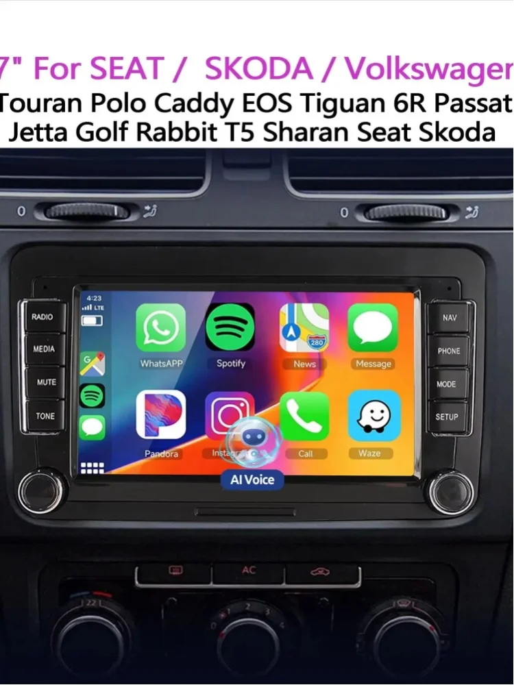 ESSGOO 7" Android 15 64G Wireless Carplay Android Auto für VW Touran Polo Caddy EOS Tiguan 6R Passat Jetta Golf Rabbit T5 Sharan Autoradio GPS-Navigation FM BT WiFi RDS SWC Mirror Link AI Voice