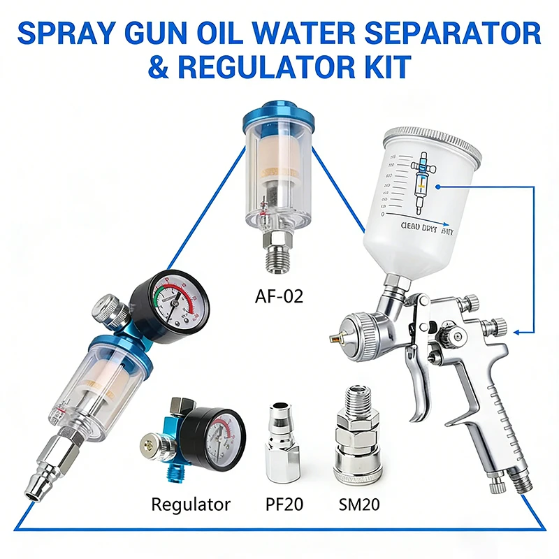 

5 шт. воздушных фильтров и влагоотделителей в европейском стиле – сепараторы воды и масла 1/4 дюйма для компрессоров, краскопультов и пневматического инструмента, с европейским фитингом