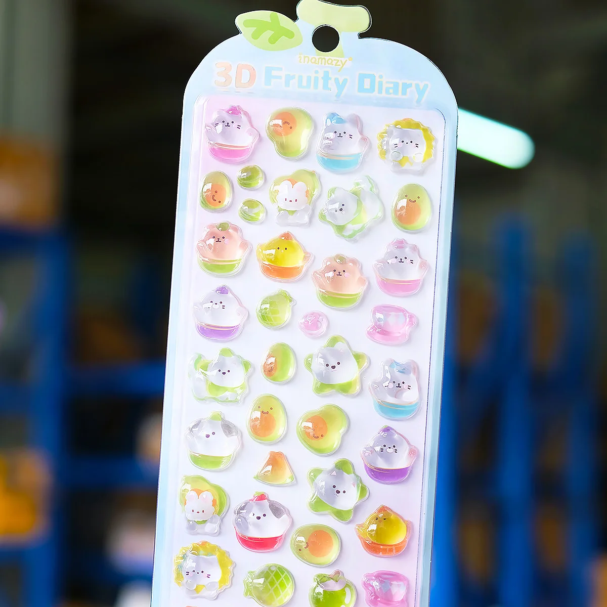 1 ud./4 Uds. Pegatinas en relieve 3D con forma de fruta de dibujos animados para diario, álbum de recortes, bricolaje, diario, papelería, decoración escolar, pegatinas bonitas