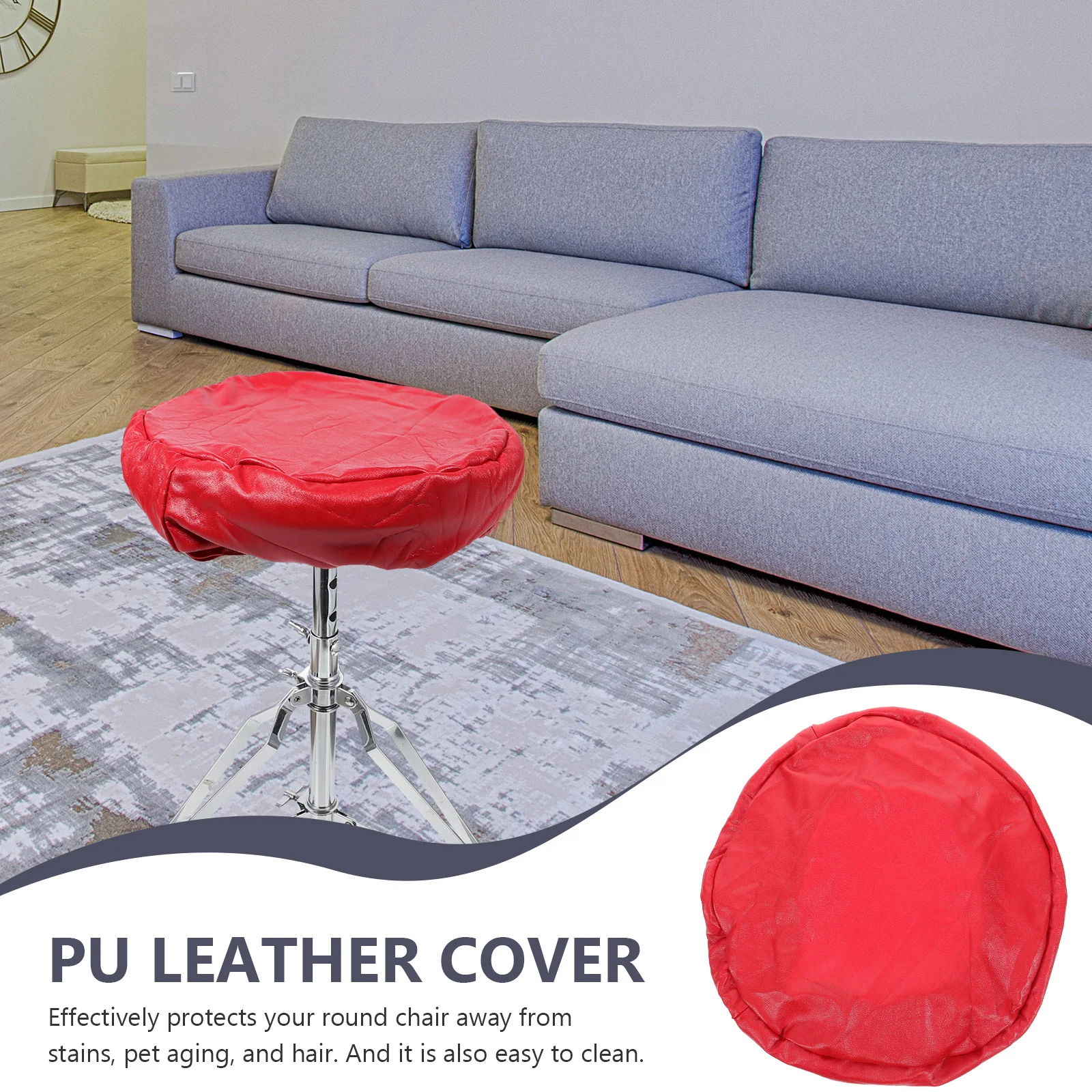 

Stretch Waterproof Chair Covers Elastic Round Stool Protector PU Cover Slipcover Chairs Hotel Restaurant