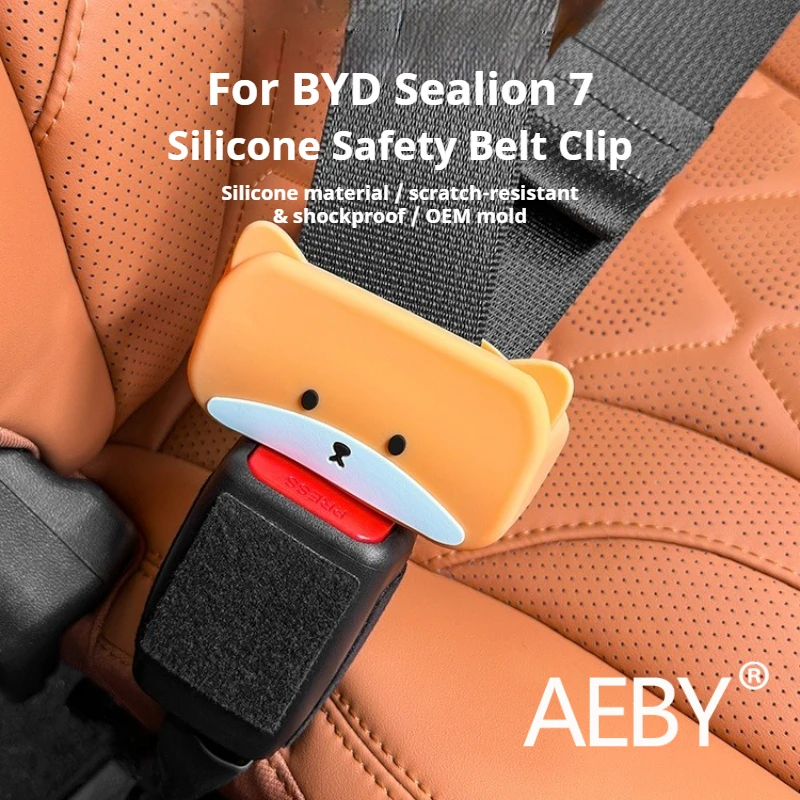 

AEBY For BYD Sealion 7 2024 Soft Car Seat Belt Cover Cute Cartoon Universal Soft Cushion Sleeve, Interior Safety Strap Protector