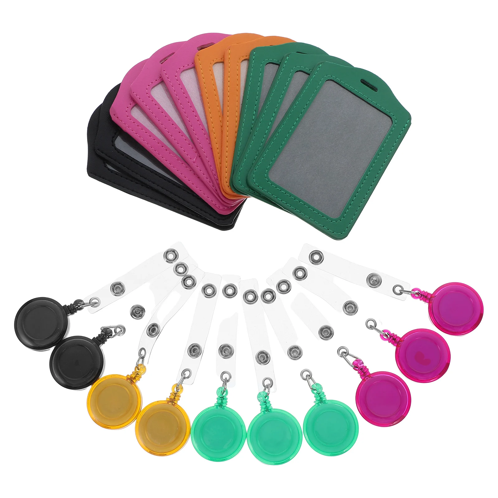 

10pcs ID Card Holder Vertical Pu Badge Reel Random Color Pass Pouch Long Lasting Perfect for Business ID