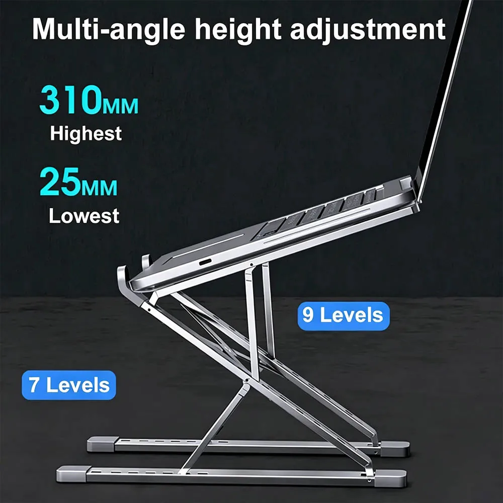 Double‑Triangle Stable Adjustable Aluminum Laptop Stand Foldable Notebook Riser Cooling Ergonomic Support For Tablet Notebooks