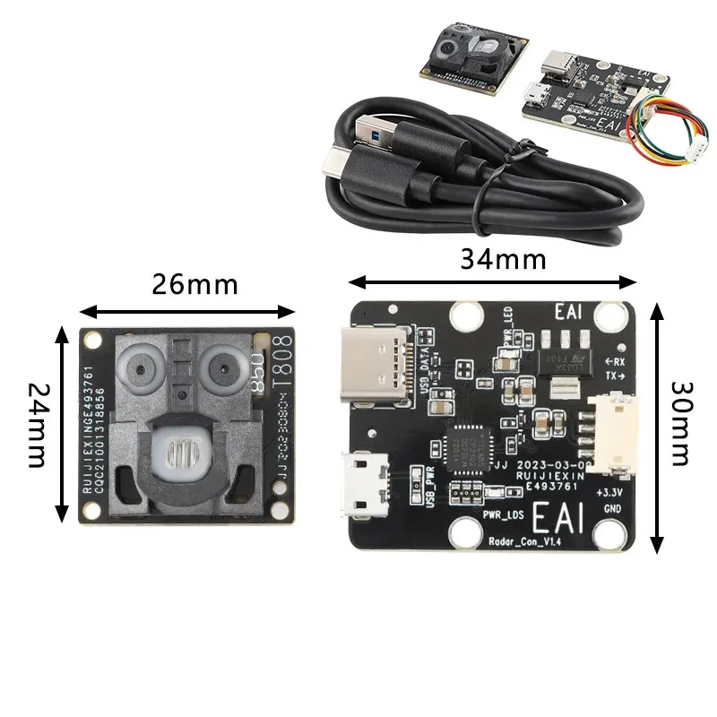 Imagem -06 - Módulo Radar Laser Sensor de Ranging Lidar Varredor Scanning Evitar Obstáculos Eai Ydlidar Gs2 Linha de Estado Sólido 28hz 300m 100 °