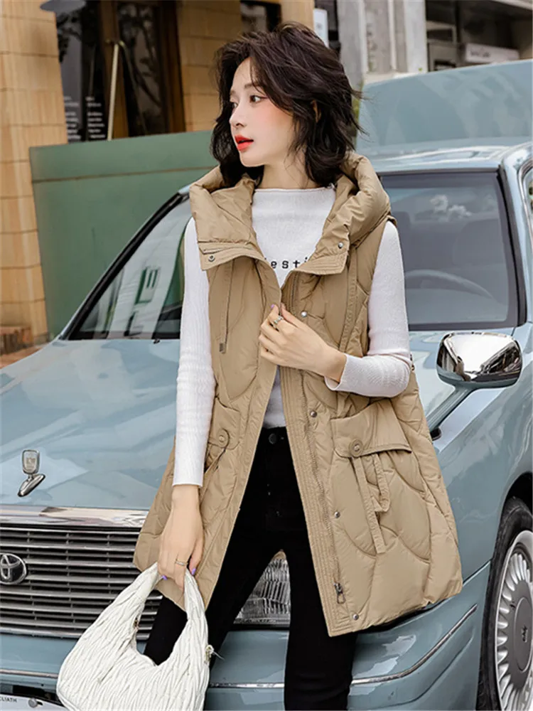 Women's Down Cotton Vest Coat 2026 Autumn Winter New Loose Elegant Lady Outerwear Temperament Versatile Ladies Waistcoat Jacket