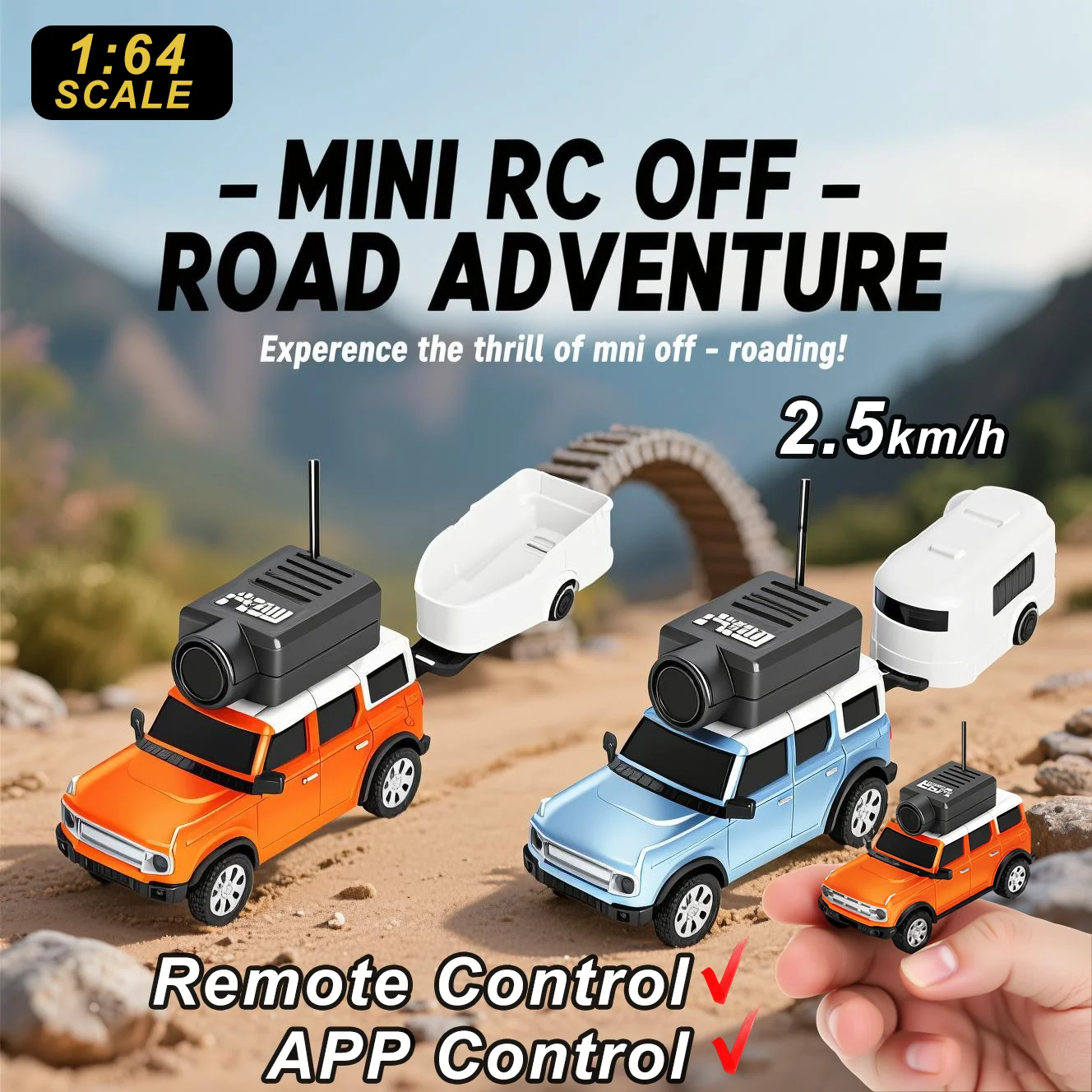 

2025 Mini RC Cars 1:64 2.5Km/h With 1080P FPV Camera Wifi APP Control 2.4G Remote Control Built-In Gyroscope Cars Kid Gift Toys