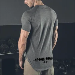 Brand gym clothing mens cotton fitness t shirt fashion extend hip hop summer short sleeve t-shirt bodybuilding muscle tshirt