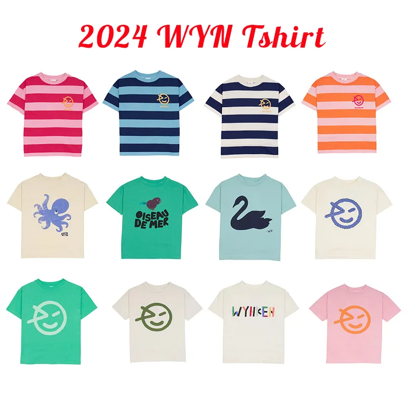 

2024 Fashion Kids Summer Casual T-Shirt For Boys and Girls Wyn New Toddler Letters Print Short Sleeve Tees Baby Tops