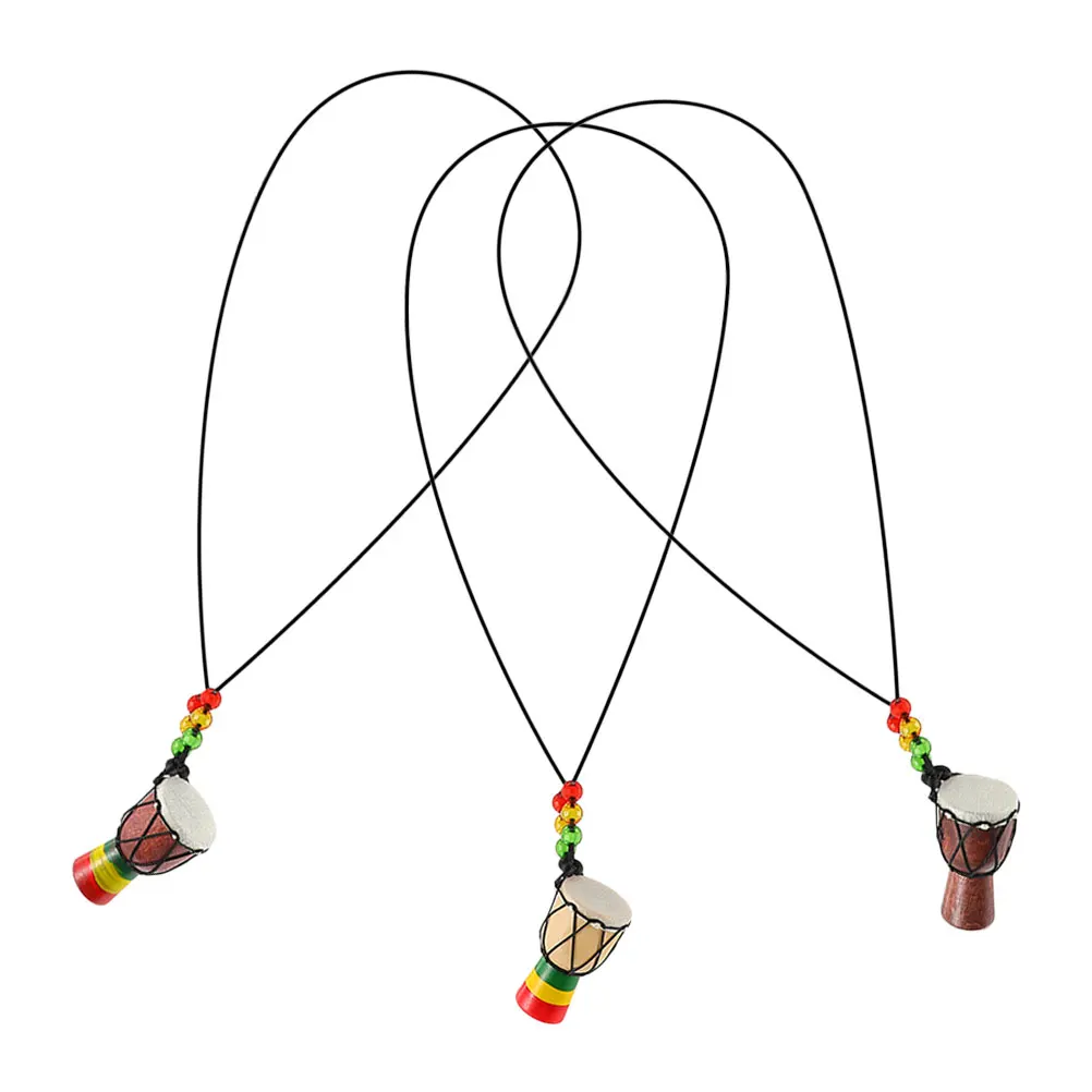 

3 Pcs African Drum Necklace Accessories Choker for Women Pendant Charms Sheepskin Travel
