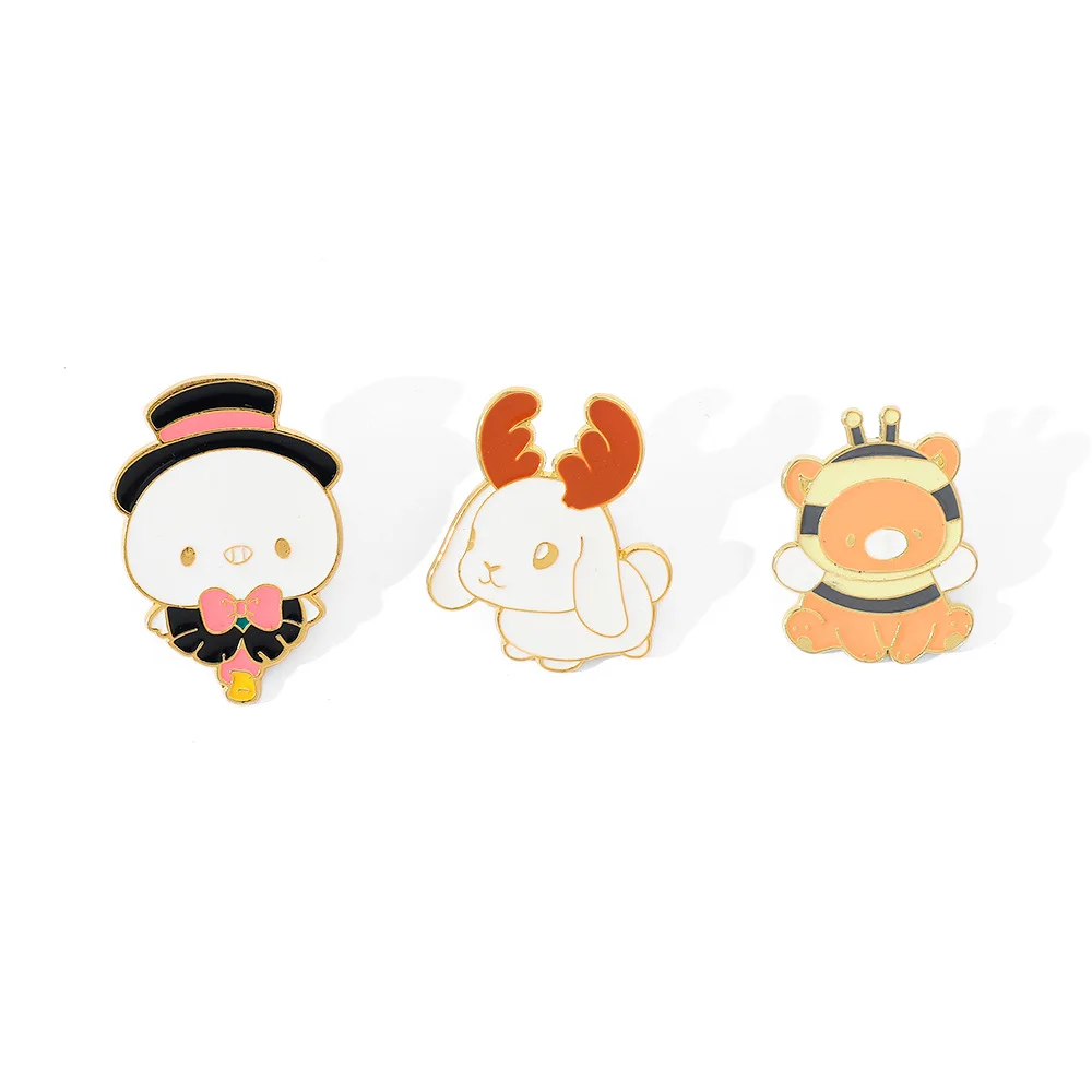 

1 Set Adorable Cartoon Creative Personality Haystack Man Metal Badge Little Bee Little Rabbit Alloy Drop Oil Pin Accessories