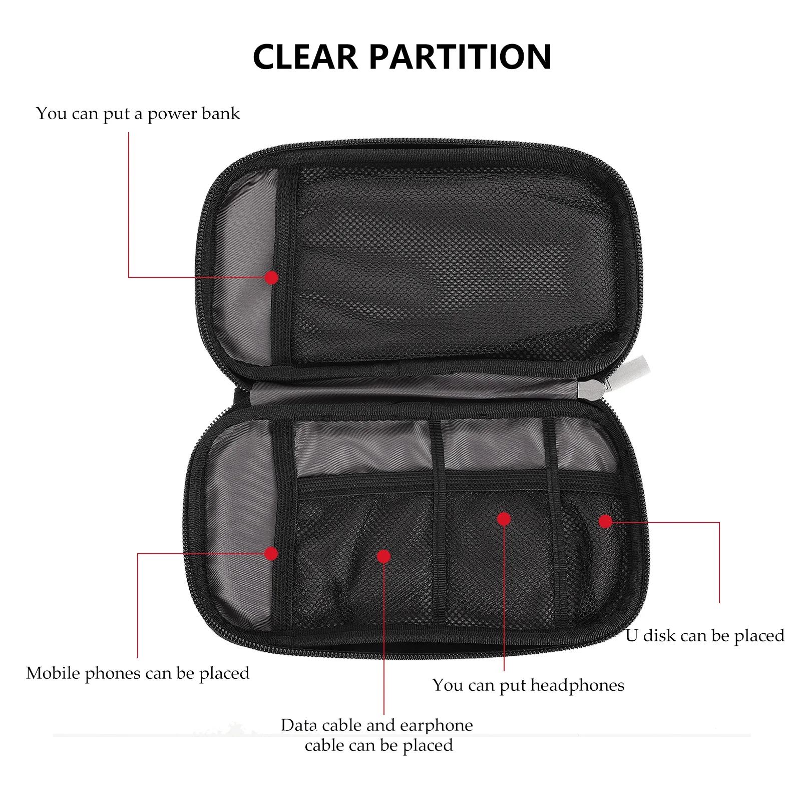 

USB Cable Digital Accessories Storage Bag Waterproof Nylon Electronic Organizer Travel Pouch Cord Earphone Carrying Case