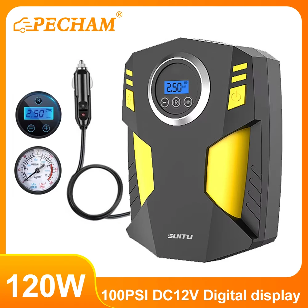 

120W Automobile Air Compressor Digital Tire Inflation Pump DC12V With LED Lamp Tire Compression Pump Compressor For Car Motorcy