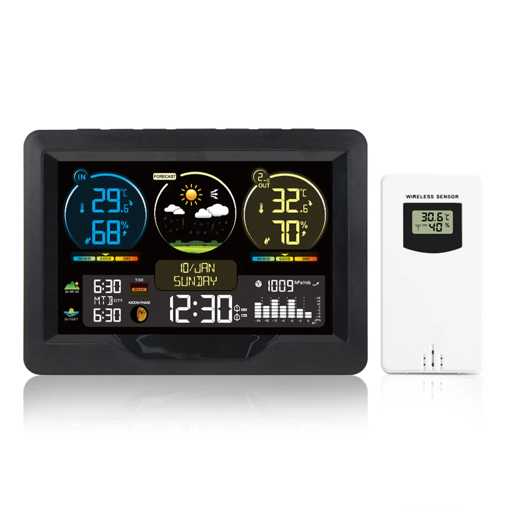 Alarm Clock 17*6.5*12.8 Temperature Monitor Indoor Environment Outdoor for sunrise Sunset Times For Home Use Alarm