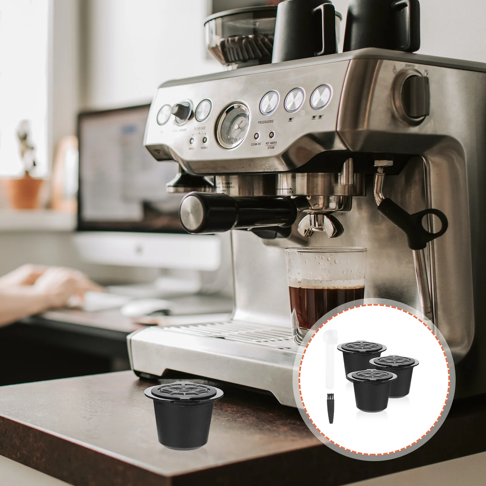 

1Set Stainless Coffee Filter Cup Uniform Precision Easy Install Household Coffee Strainer Reusable Reusable Filter Accessories