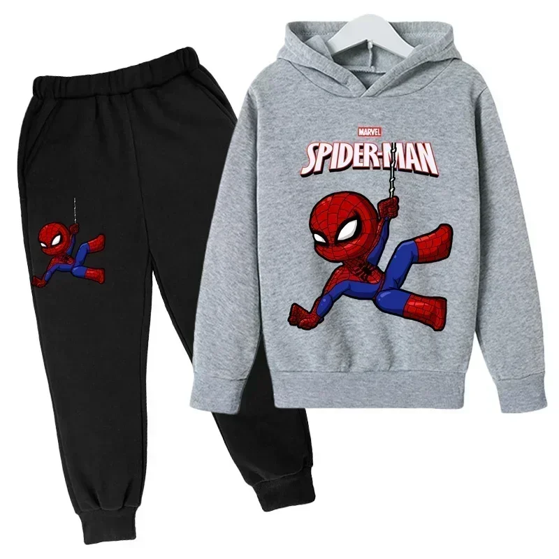 2024 Marvel Spiderman Children Clothes Boys Hooded The Avengers Autumn Sweatshirts Kids Pullovers Tops Teen Boys Hoodie Pant Set