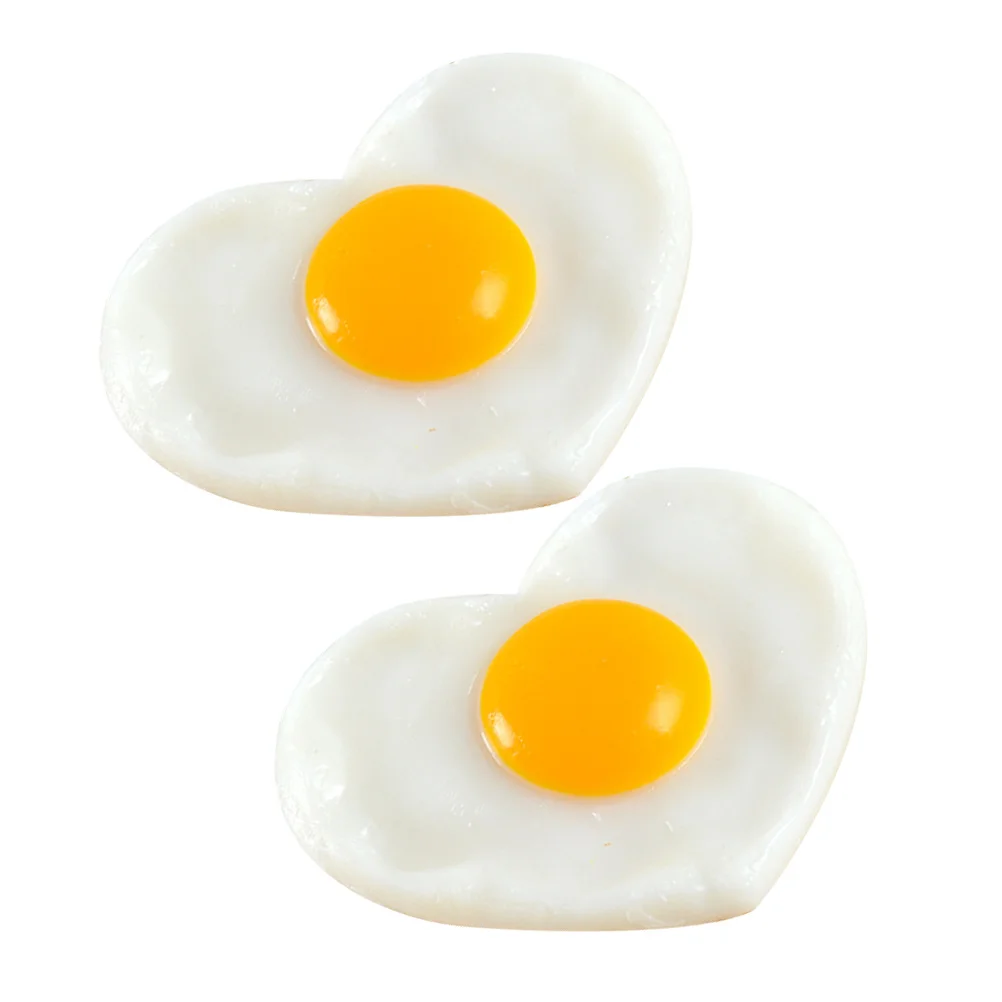 

2Pcs Lifelike Fried Egg Models Set Artificial Food Ornament for Home Party Prop Supermarket Display Movie Photography Accessory