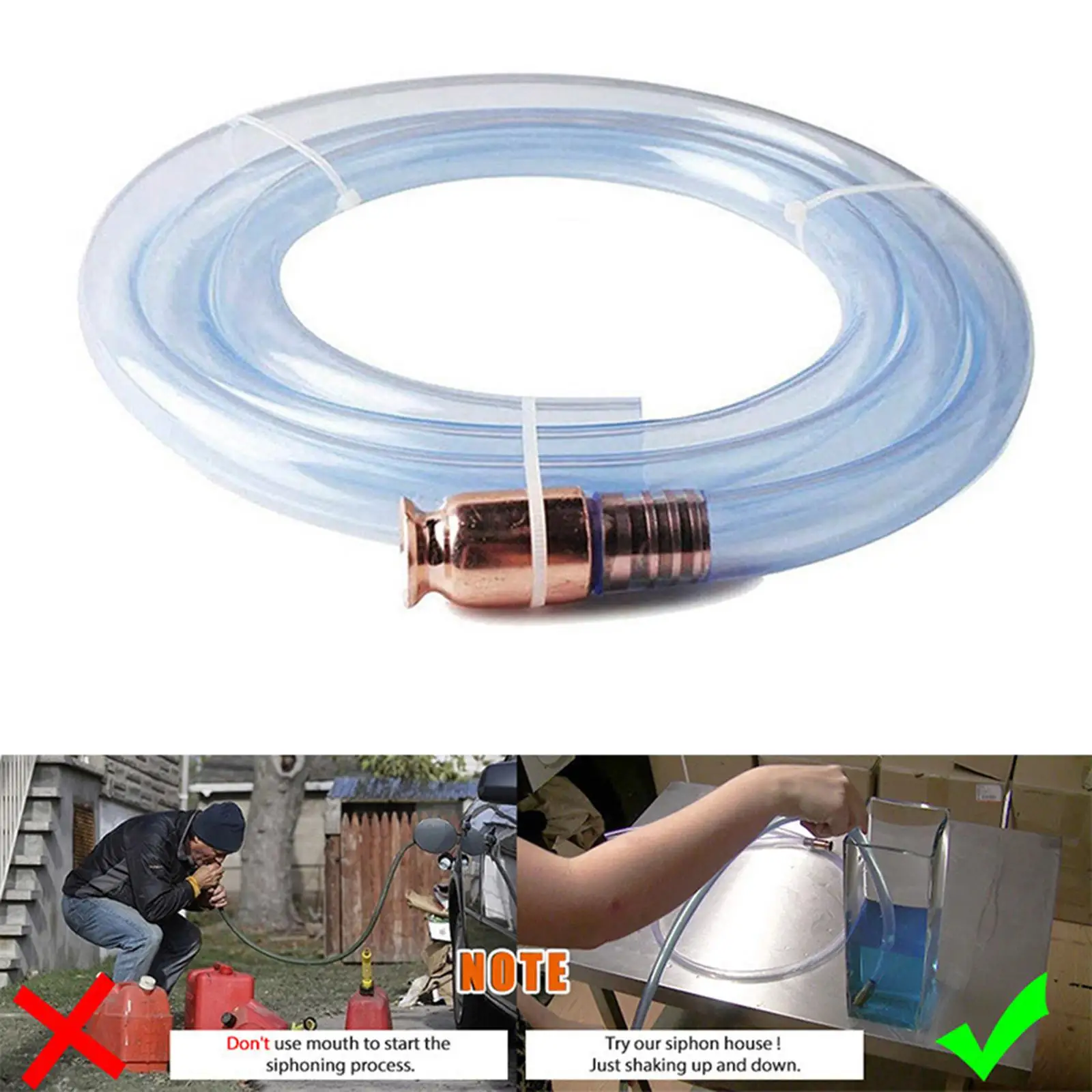 Clear Self Priming Siphon Hose 0.7 inch 300cm Long for Fuel Transfering