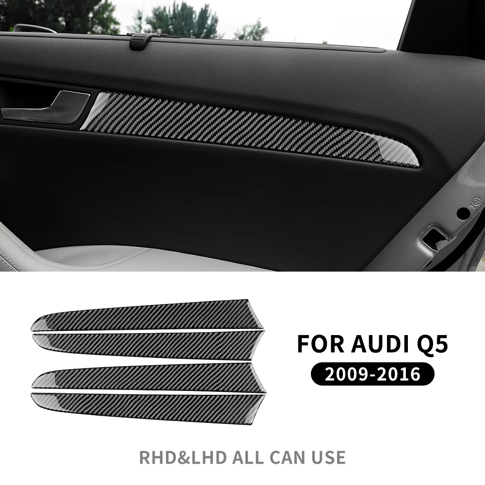 

Накладки на дверные панели из настоящего карбона для Audi Q5 2009-2016, декоративные полосы для внутренней отделки, глянцевый черный с красным, декор для интерьера автомобиля