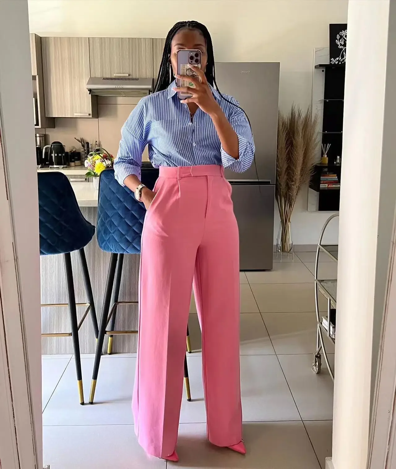 Spring Women Trousers High Waist Straight Pants Wide-leg Pants Female Office  Fashion Trousers Summer New Ladies Clothes
