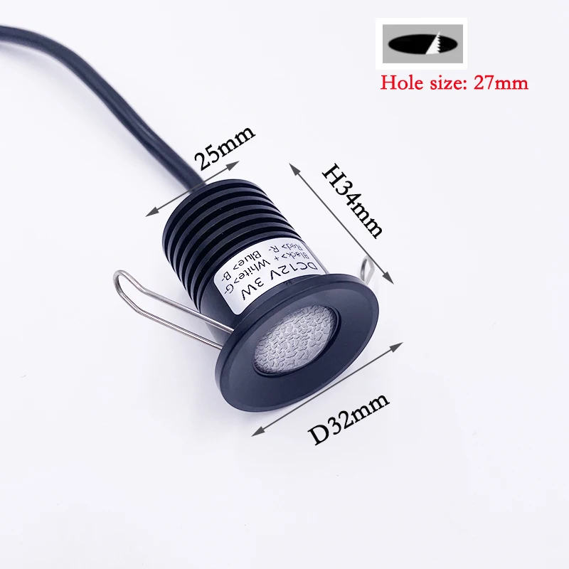 Ohlite IP65 Waterproof Mini RGB Recessed Spot Light 3W LED Dimmable Color Changing for Bathroom Sauna Shower Area Cabinet DC12V