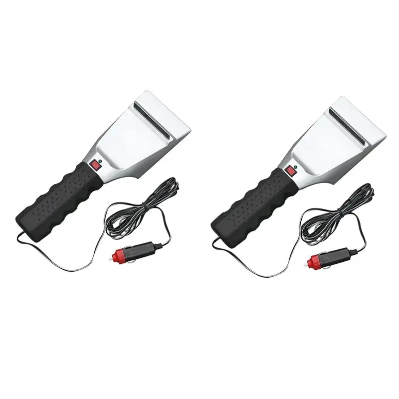 For Car Windshield Deicer 2Pcs Heated Electric Ice Scraper Remover Tool Snow Removal Kit