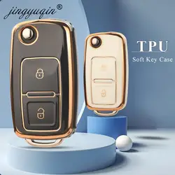 jingyuqin For VW Volkswagen MK4 Bora Golf 4 5 6 Jetta Passat Polo Bora Touran Skoda Seat 2BTN TPU Car Key Case Cover Shell Fob