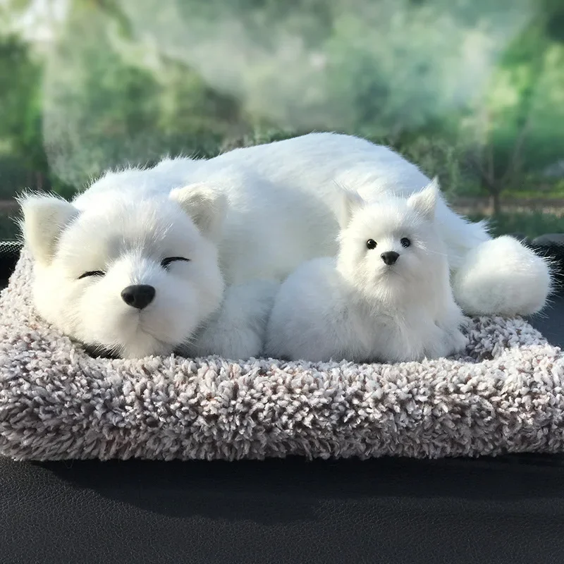 Fluffy Dog Plush Car Dashboard Ornament Formaldehyde Removal Air Purifying Simulation Sleeping Auto Interior Decor Gift  Women