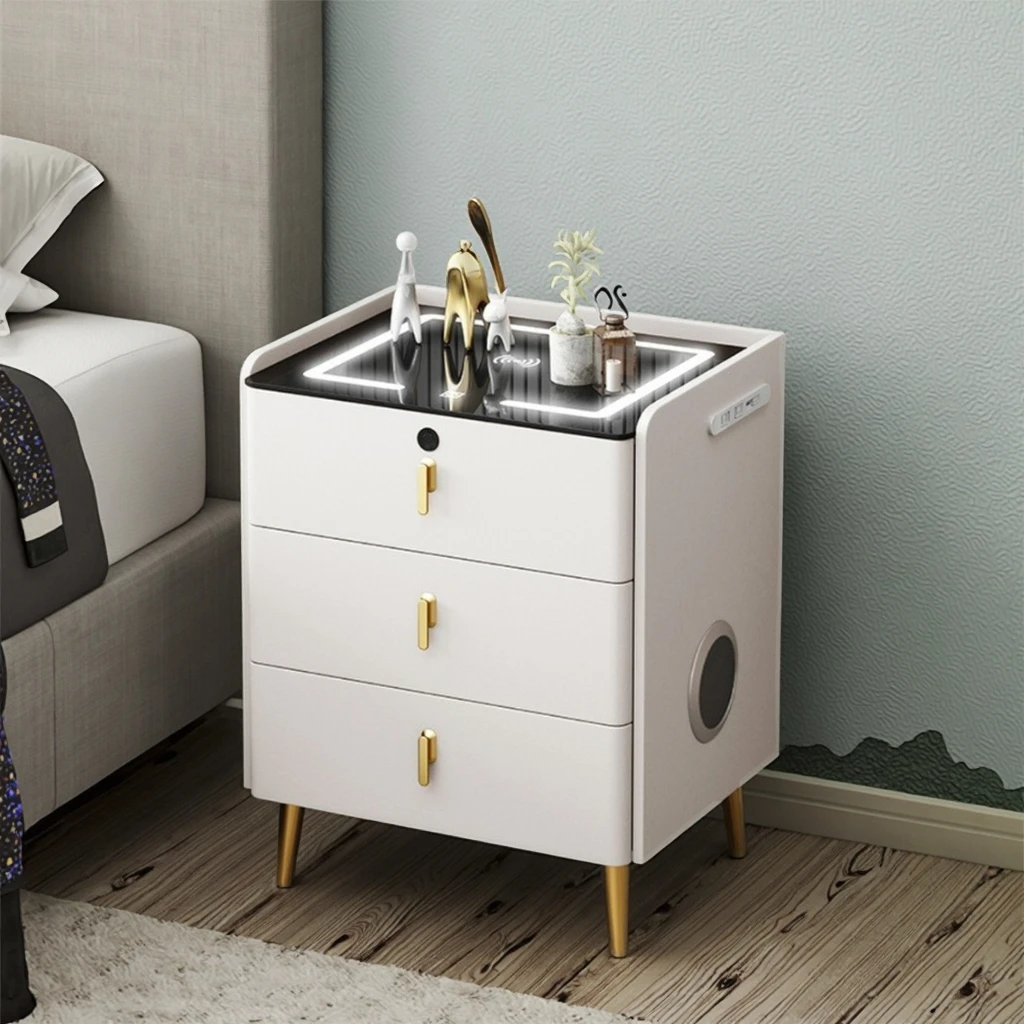 منضدة ذكية فاخرة بتصميم بسيط وحديث ومنضدة فاخرة لغرفة النوم وغرفة المعيشة من الخشب الصلب للاستخدام في الشقة #4